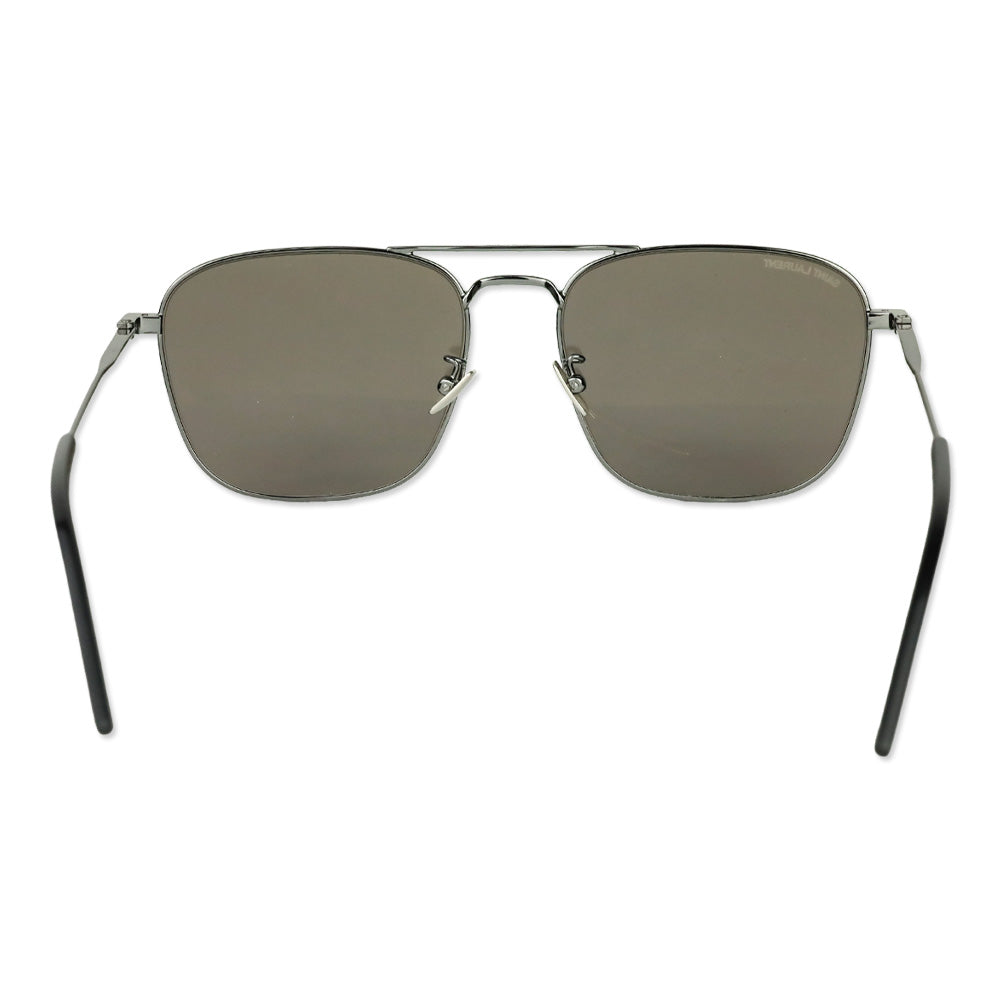Saint Laurent Ruthenium/Brown Aviator Sunglasses