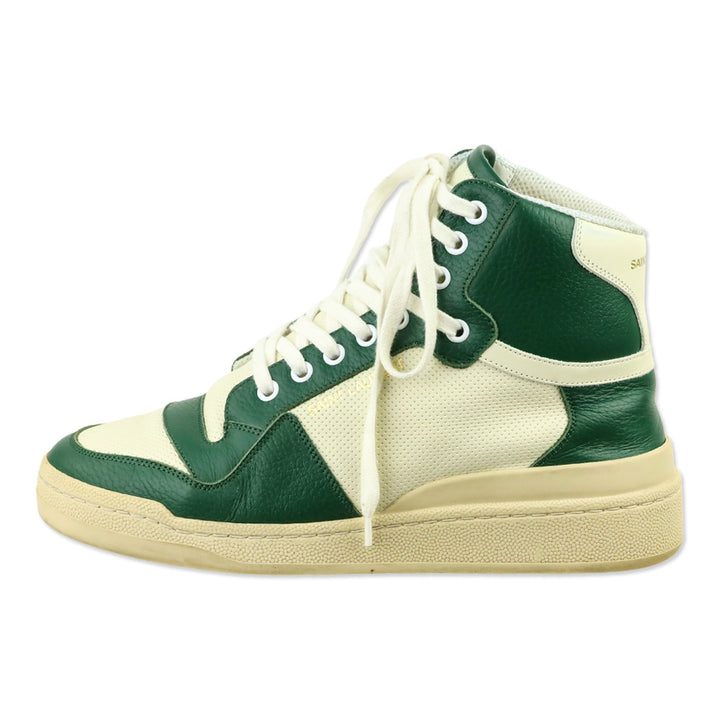 Saint Laurent SL24 Vintage White/Freak Green Mid Top Sneakers