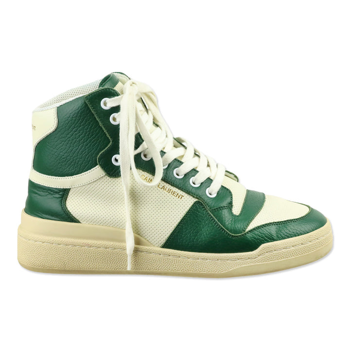 Saint Laurent SL24 Vintage White/Freak Green Mid Top Sneakers