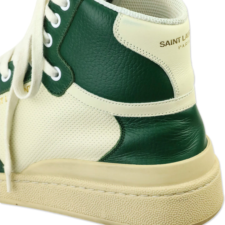 Saint Laurent SL24 Vintage White/Freak Green Mid Top Sneakers