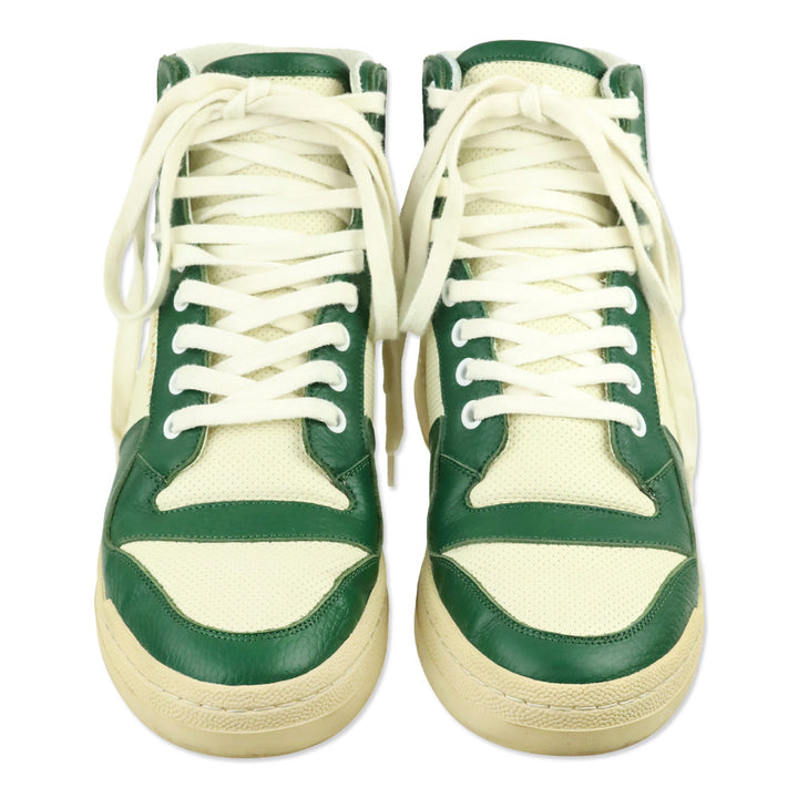 Saint Laurent SL24 Vintage White/Freak Green Mid Top Sneakers