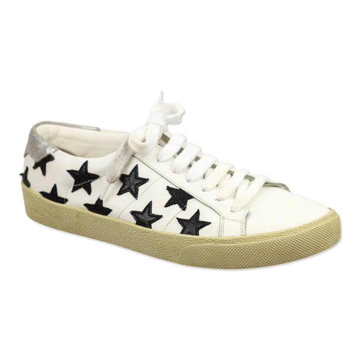 Saint Laurent SL/06 Optic White/Black Leather Low-Top Star Sneakers