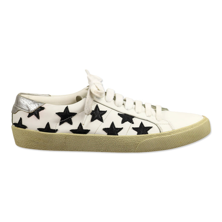 Saint Laurent SL/06 Optic White/Black Leather Low-Top Star Sneakers