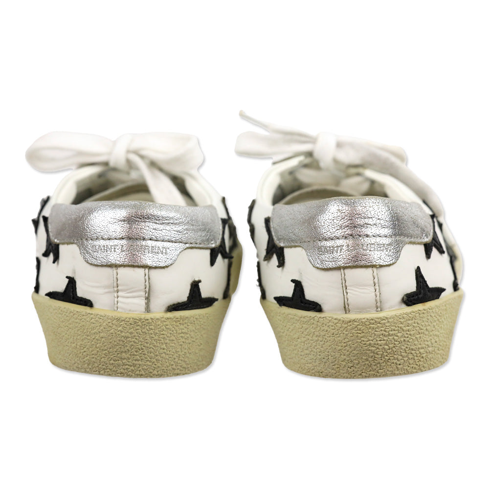 Saint Laurent SL/06 Optic White/Black Leather Low-Top Star Sneakers
