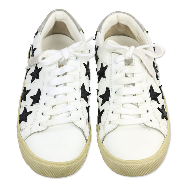 Saint Laurent SL/06 Optic White/Black Leather Low-Top Star Sneakers