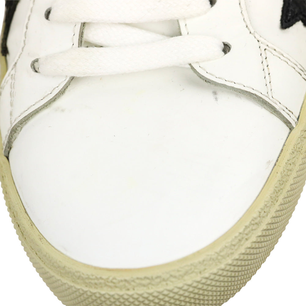Saint Laurent SL/06 Optic White/Black Leather Low-Top Star Sneakers