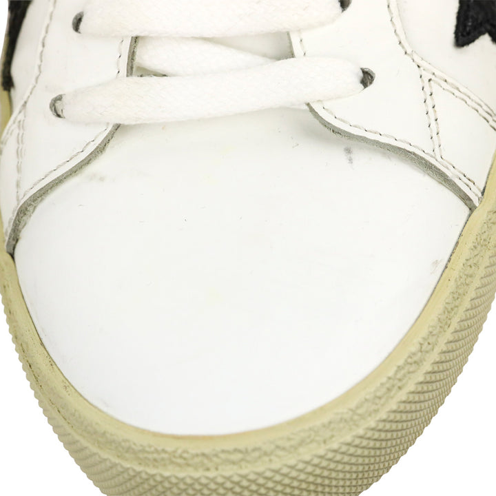Saint Laurent SL/06 Optic White/Black Leather Low-Top Star Sneakers