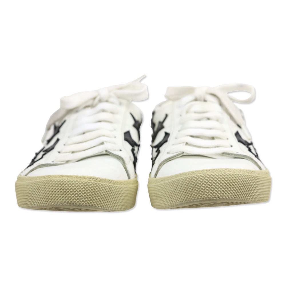 Saint Laurent SL/06 Optic White/Black Leather Low-Top Star Sneakers