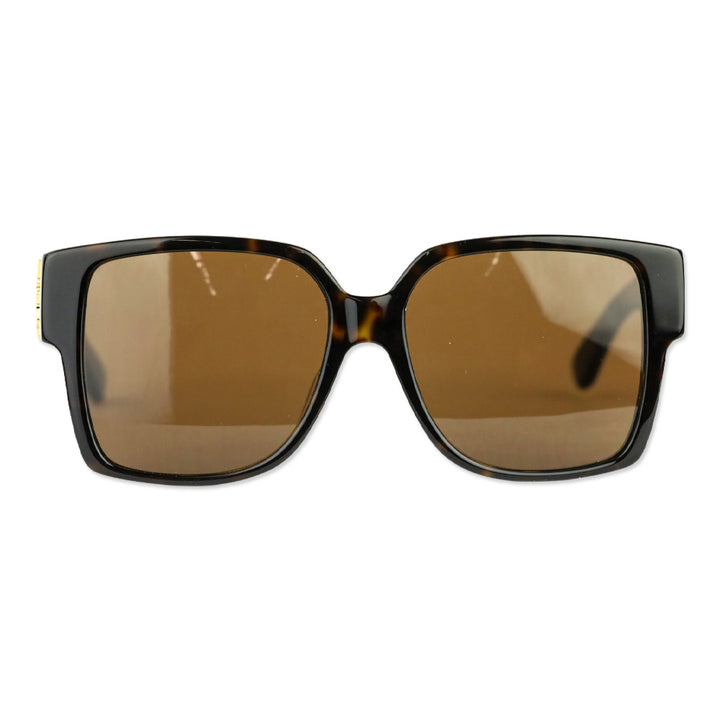 Saint Laurent Shiny Dark Havana Square-Frame Acetate Sunglasses