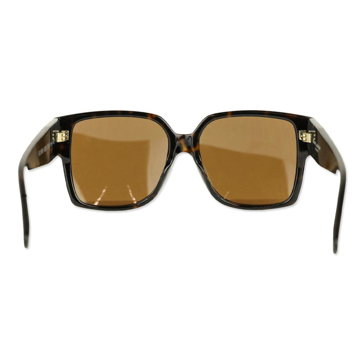 Saint Laurent Shiny Dark Havana Square-Frame Acetate Sunglasses