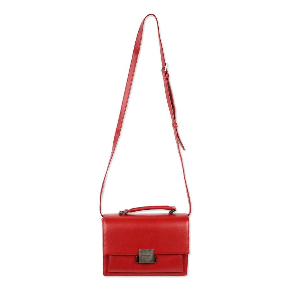 Saint Laurent Red Leather Bellechasse Medium Shoulder Bag