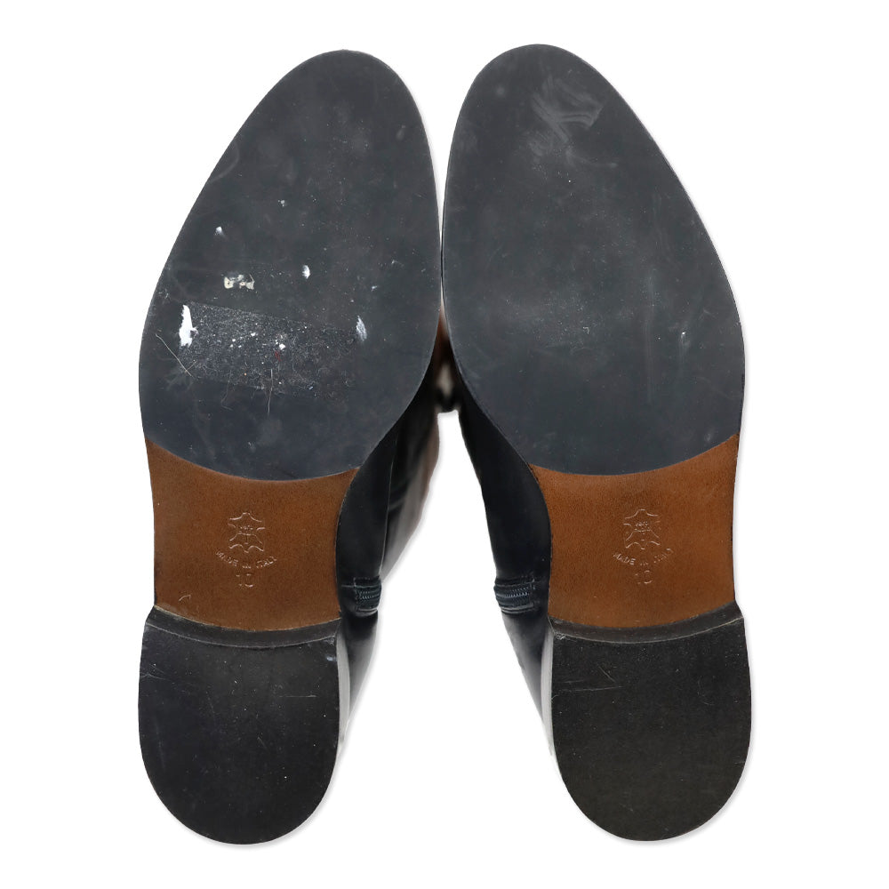 Saks Fifth Avenue Kensington Black/Brown Leather Riding Boots