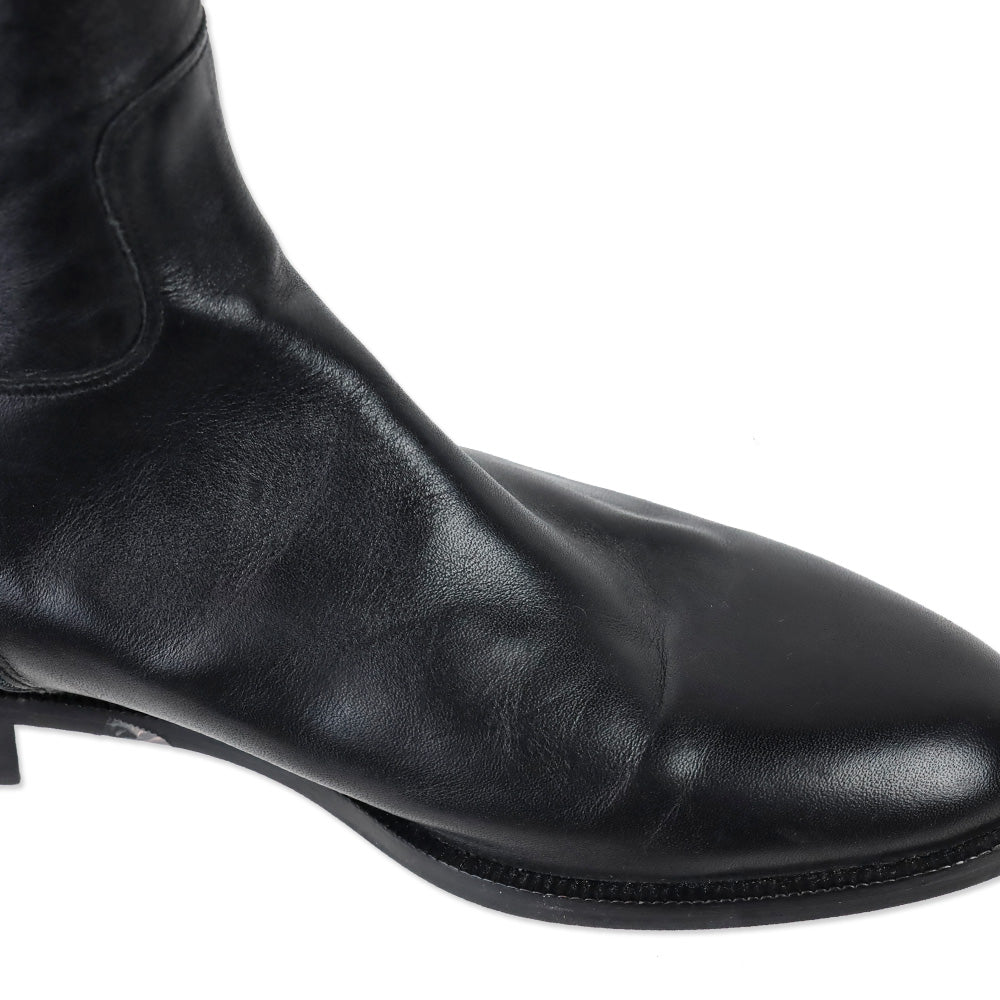 Saks Fifth Avenue Kensington Black/Brown Leather Riding Boots