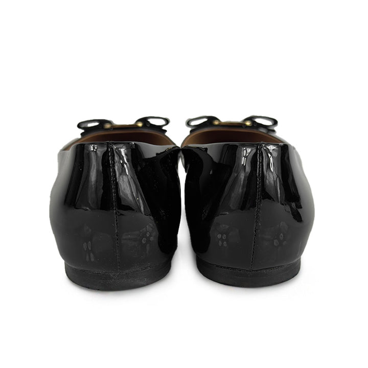 Salvatore Ferragamo Black Patent Leather Varina Ballet Flats