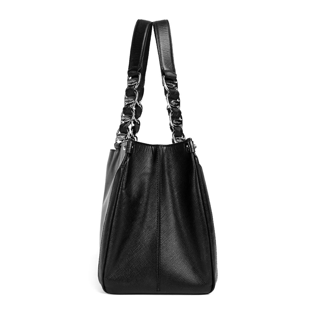 Salvatore Ferragamo Nicolette Black Leather Tote Bag