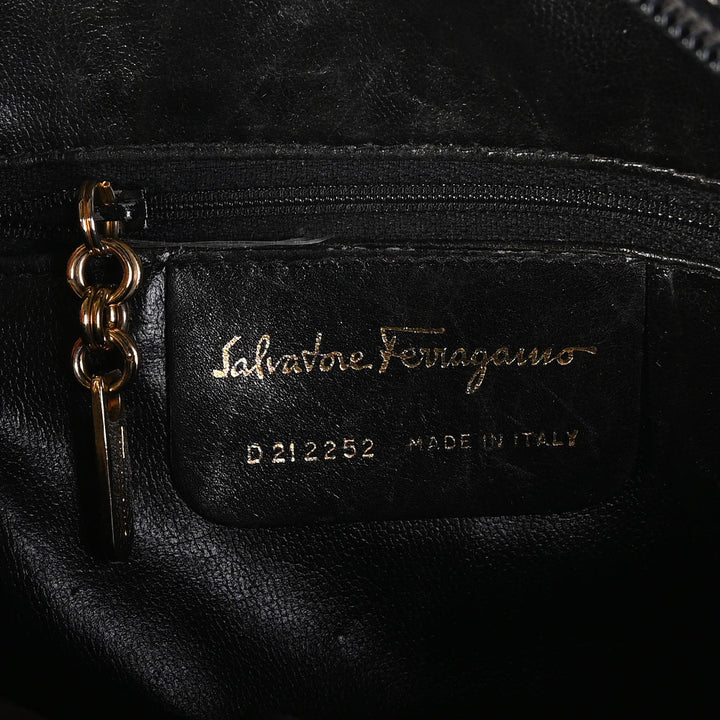 Salvatore Ferragamo Vintage Black Embossed Crossbody Bag