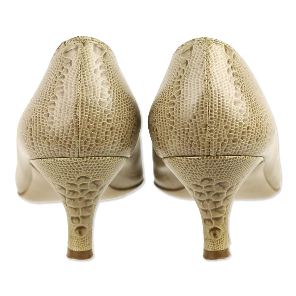 Salvatore Ferragamo Beige Snakeskin Pointed Pump