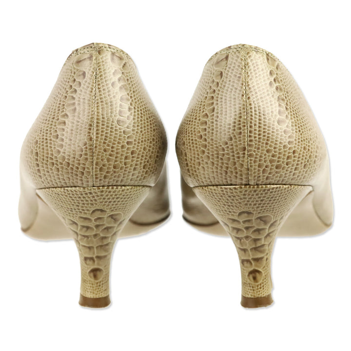Salvatore Ferragamo Beige Snakeskin Pointed Pump