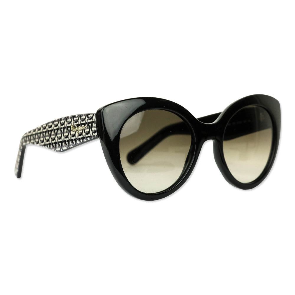 Salvatore Ferragamo Black-Gancini/Grey Gradient Cat-Eye Sunglasses