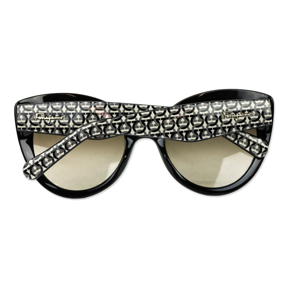 Salvatore Ferragamo Black-Gancini/Grey Gradient Cat-Eye Sunglasses
