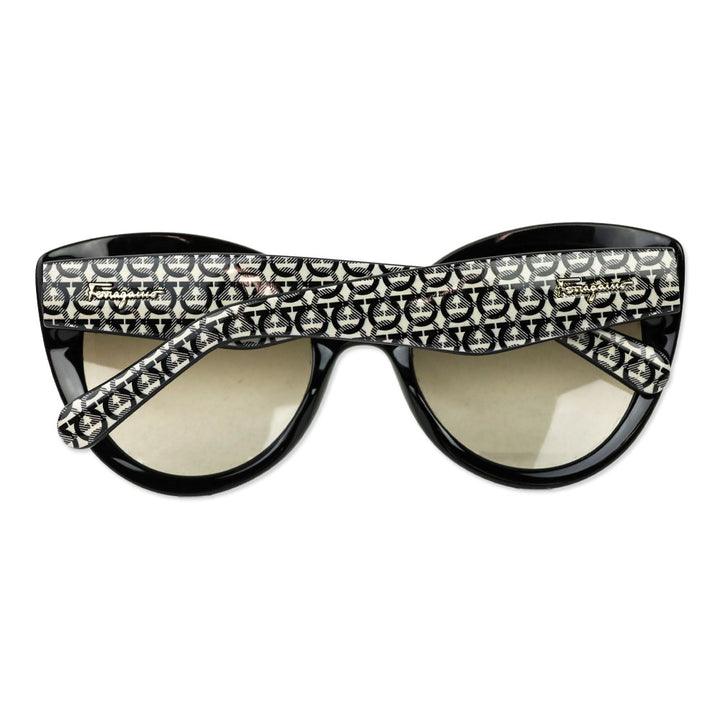 Salvatore Ferragamo Black-Gancini/Grey Gradient Cat-Eye Sunglasses