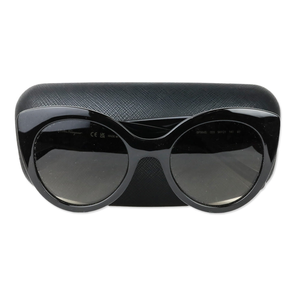 Salvatore Ferragamo Black-Gancini/Grey Gradient Cat-Eye Sunglasses