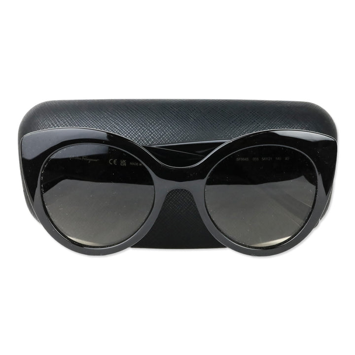 Salvatore Ferragamo Black-Gancini/Grey Gradient Cat-Eye Sunglasses