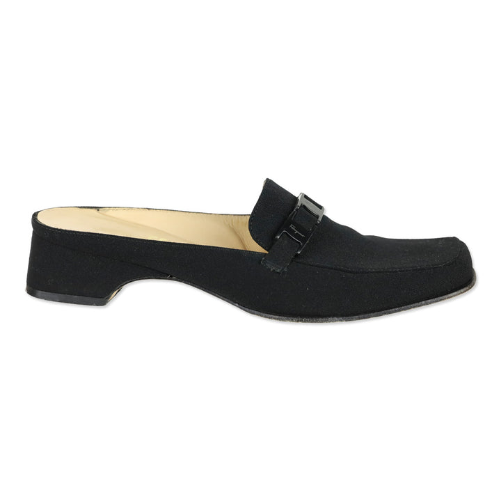 Salvatore Ferragamo Black Buckle Strap Mule