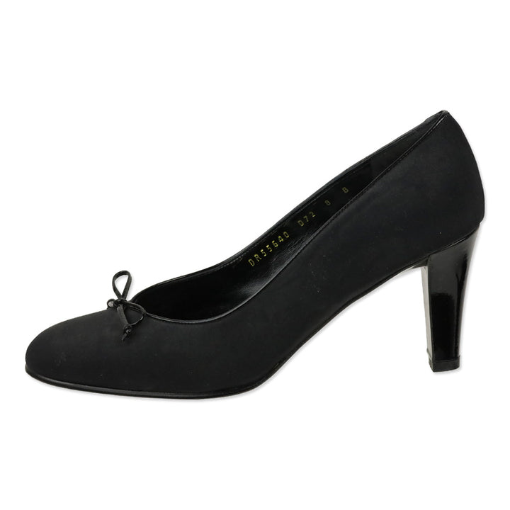 Salvatore Ferragamo Black Fabric Ballet Bow Patent Leather Pumps