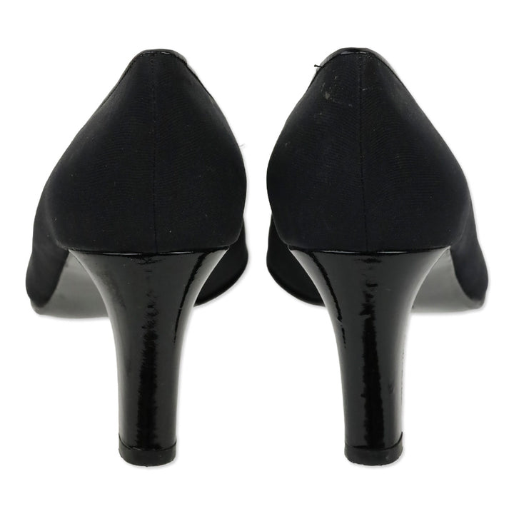 Salvatore Ferragamo Black Fabric Ballet Bow Patent Leather Pumps