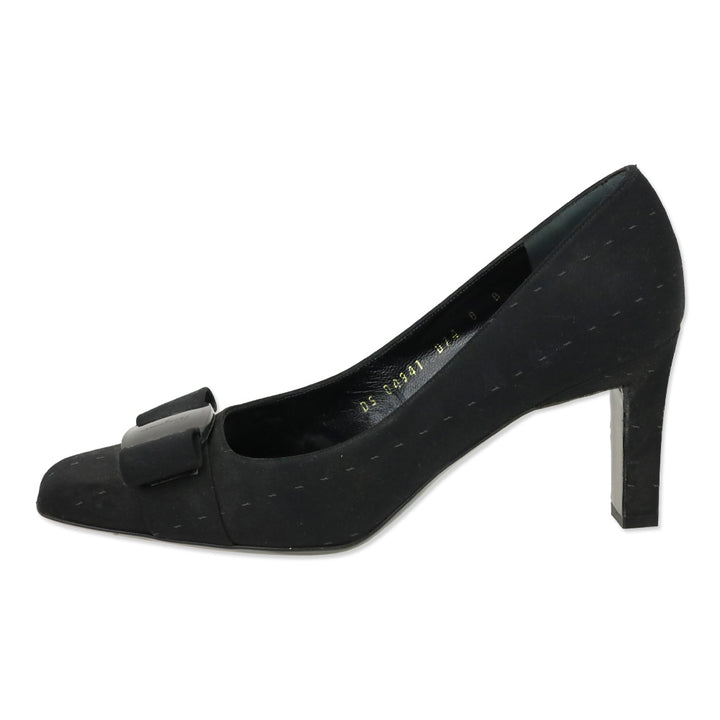 Salvatore Ferragamo Black Fabric Vara Bow Stitch Detail Pumps