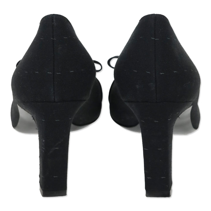 Salvatore Ferragamo Black Fabric Vara Bow Stitch Detail Pumps