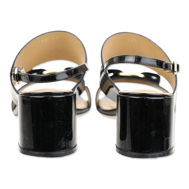 Salvatore Ferragamo Black Giulia Patent Leather Vara Bow Sandal