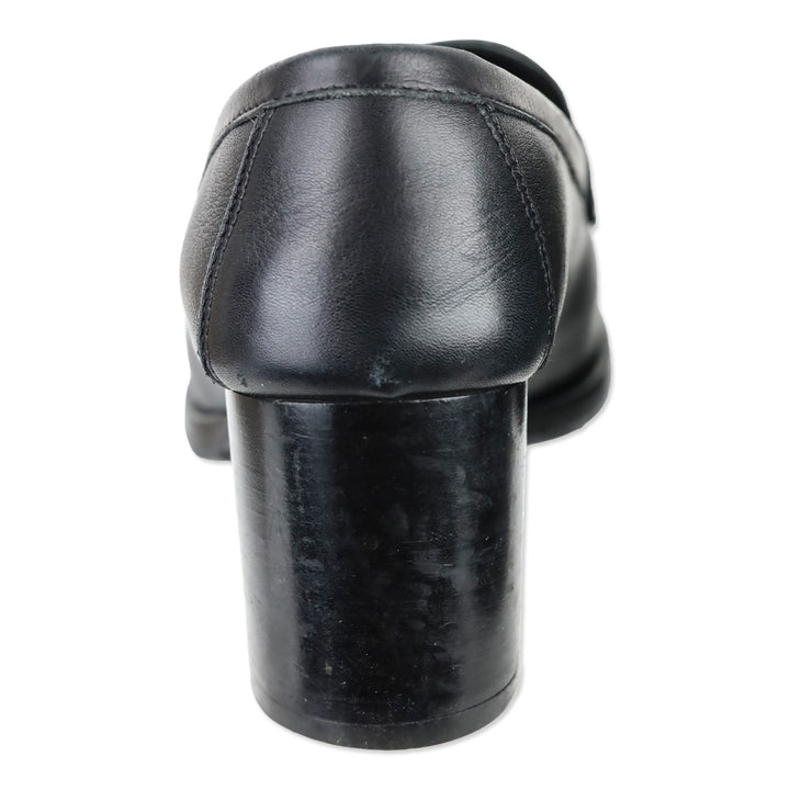 Salvatore Ferragamo Black Leather Gancini Buckle Loafer Pumps