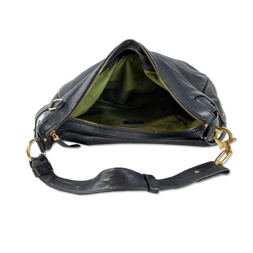 Salvatore Ferragamo Black Leather Hobo Bag