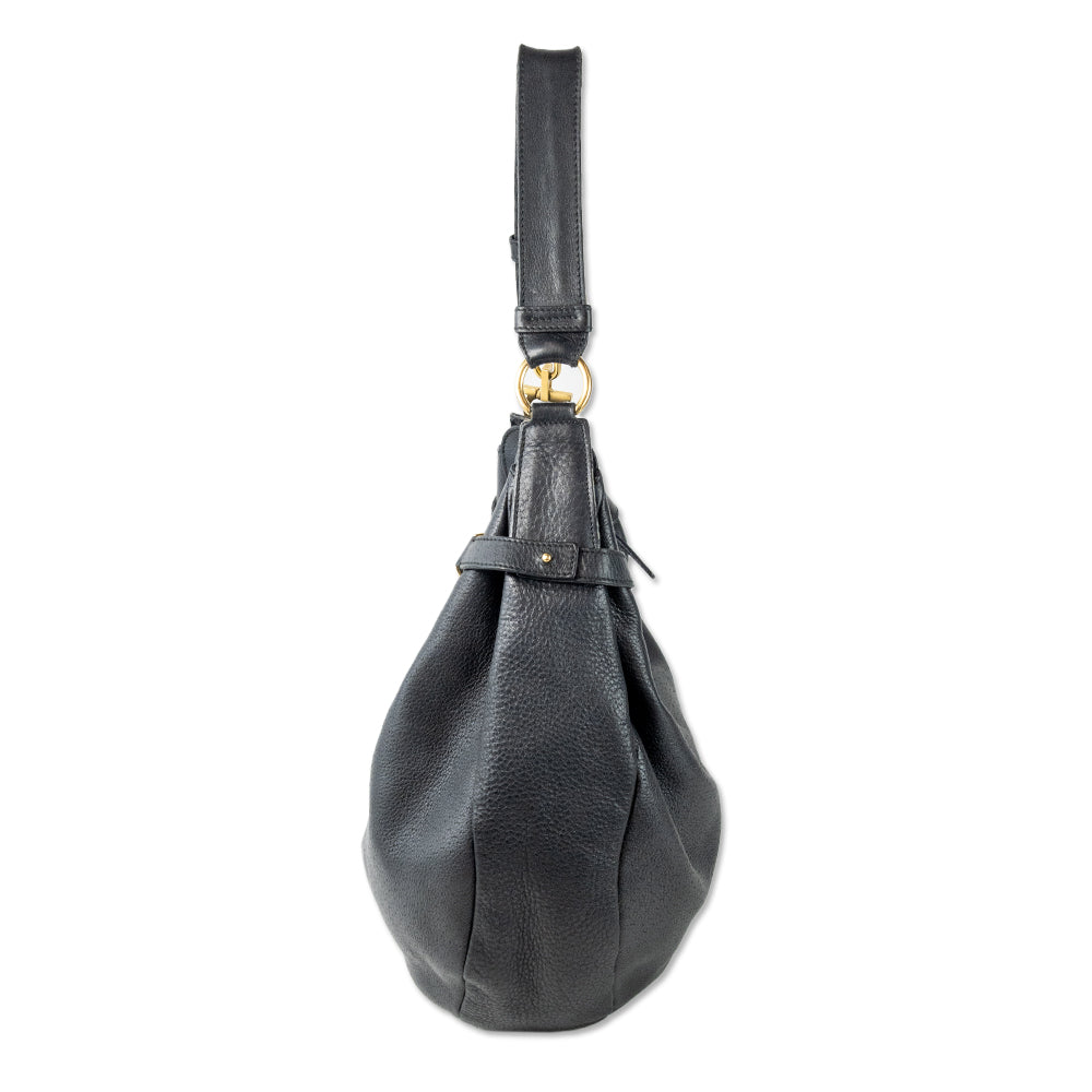 Salvatore Ferragamo Black Leather Hobo Bag