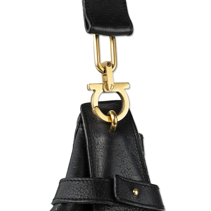 Salvatore Ferragamo Black Leather Hobo Bag