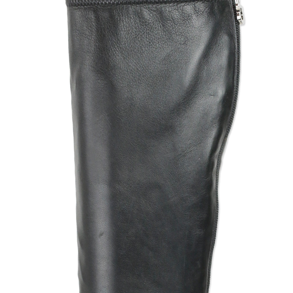 Salvatore Ferragamo Black Leather Riding Boot