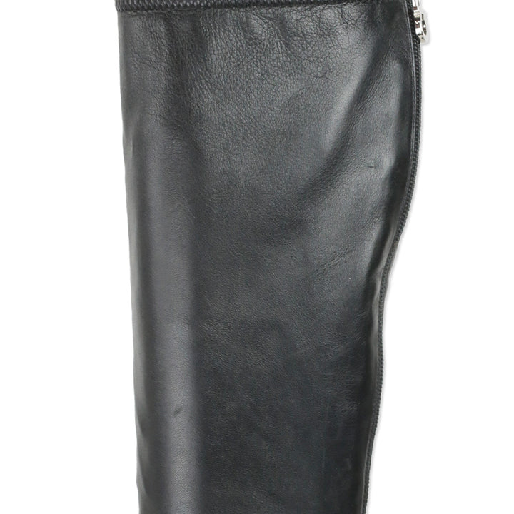 Salvatore Ferragamo Black Leather Riding Boot