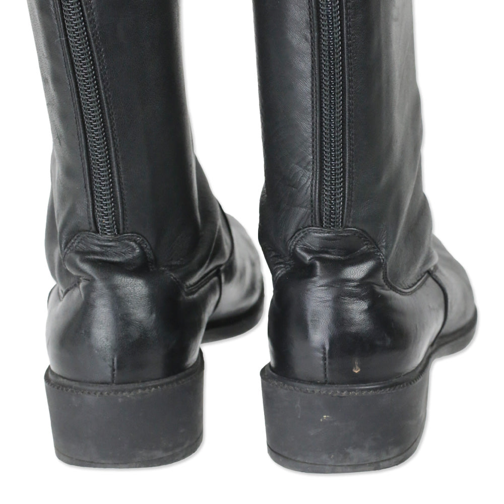 Salvatore Ferragamo Black Leather Riding Boot