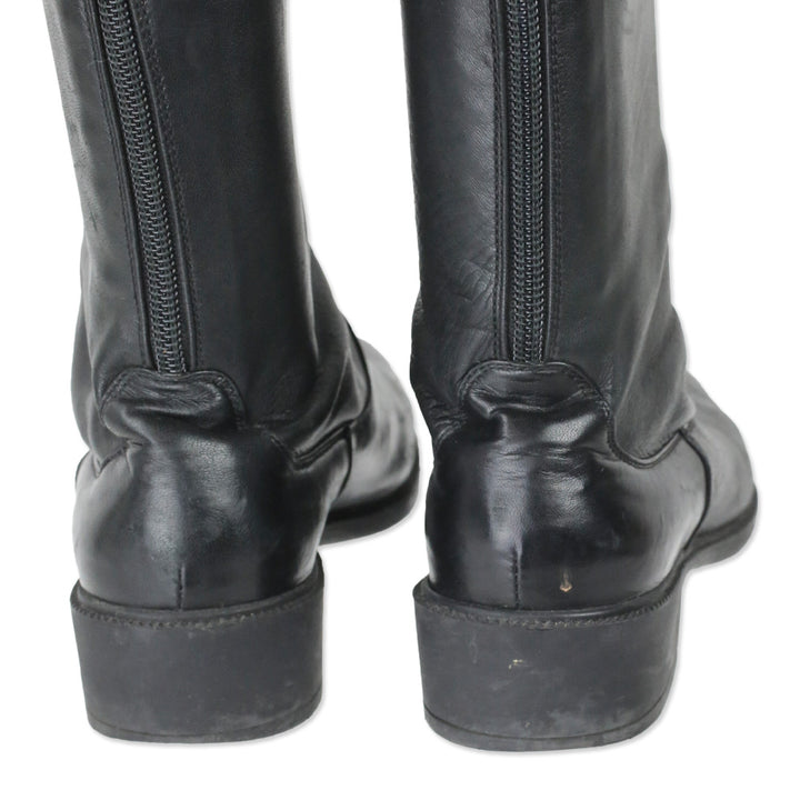 Salvatore Ferragamo Black Leather Riding Boot