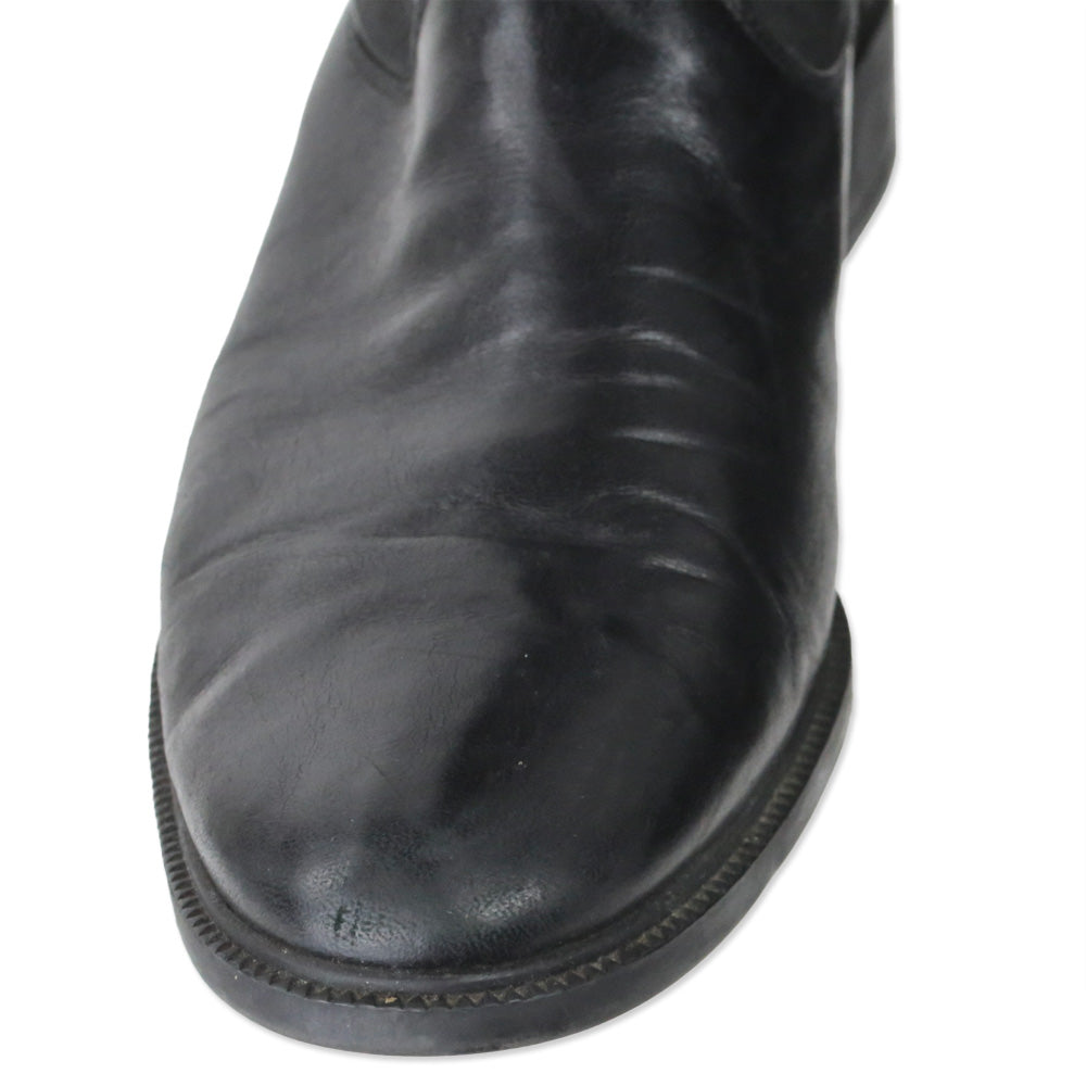 Salvatore Ferragamo Black Leather Riding Boot