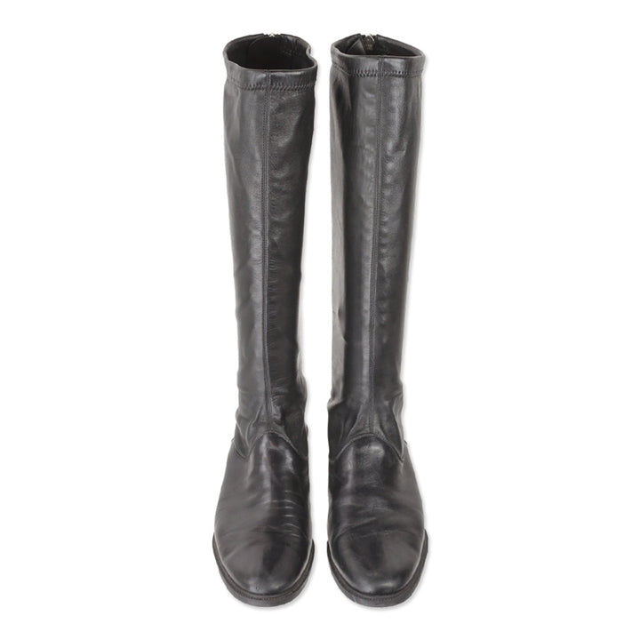 Salvatore Ferragamo Black Leather Riding Boot