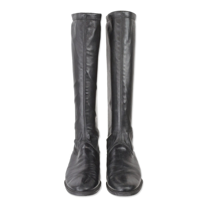 Salvatore Ferragamo Black Leather Riding Boot