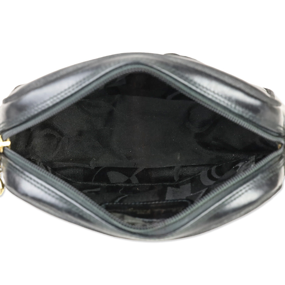 Salvatore Ferragamo Black Leather Vara Ribbon Shoulder Bag