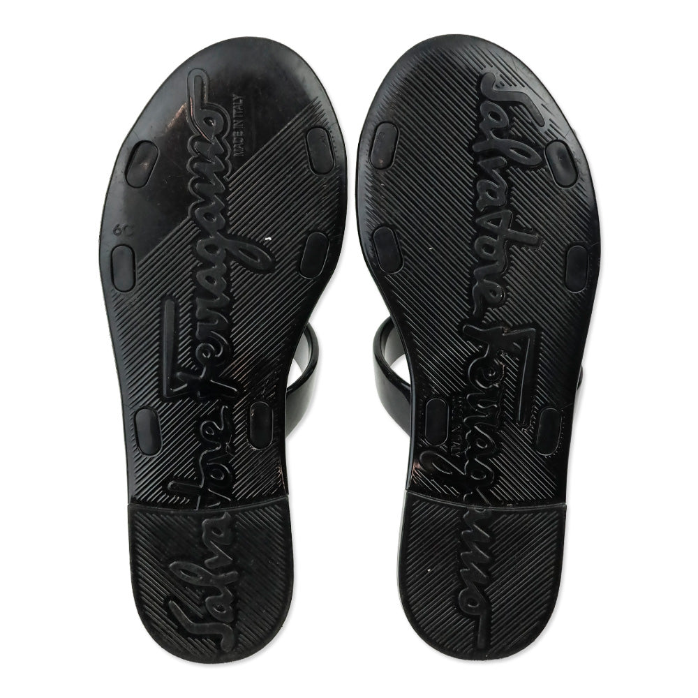 Salvatore Ferragamo Black Lylia J Jelly Sandal