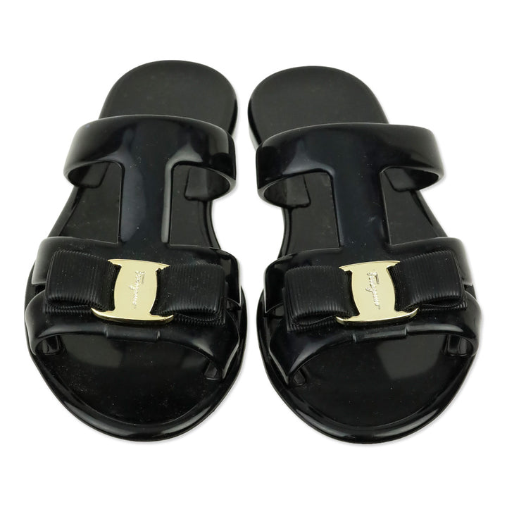 Salvatore Ferragamo Black Lylia J Jelly Sandal