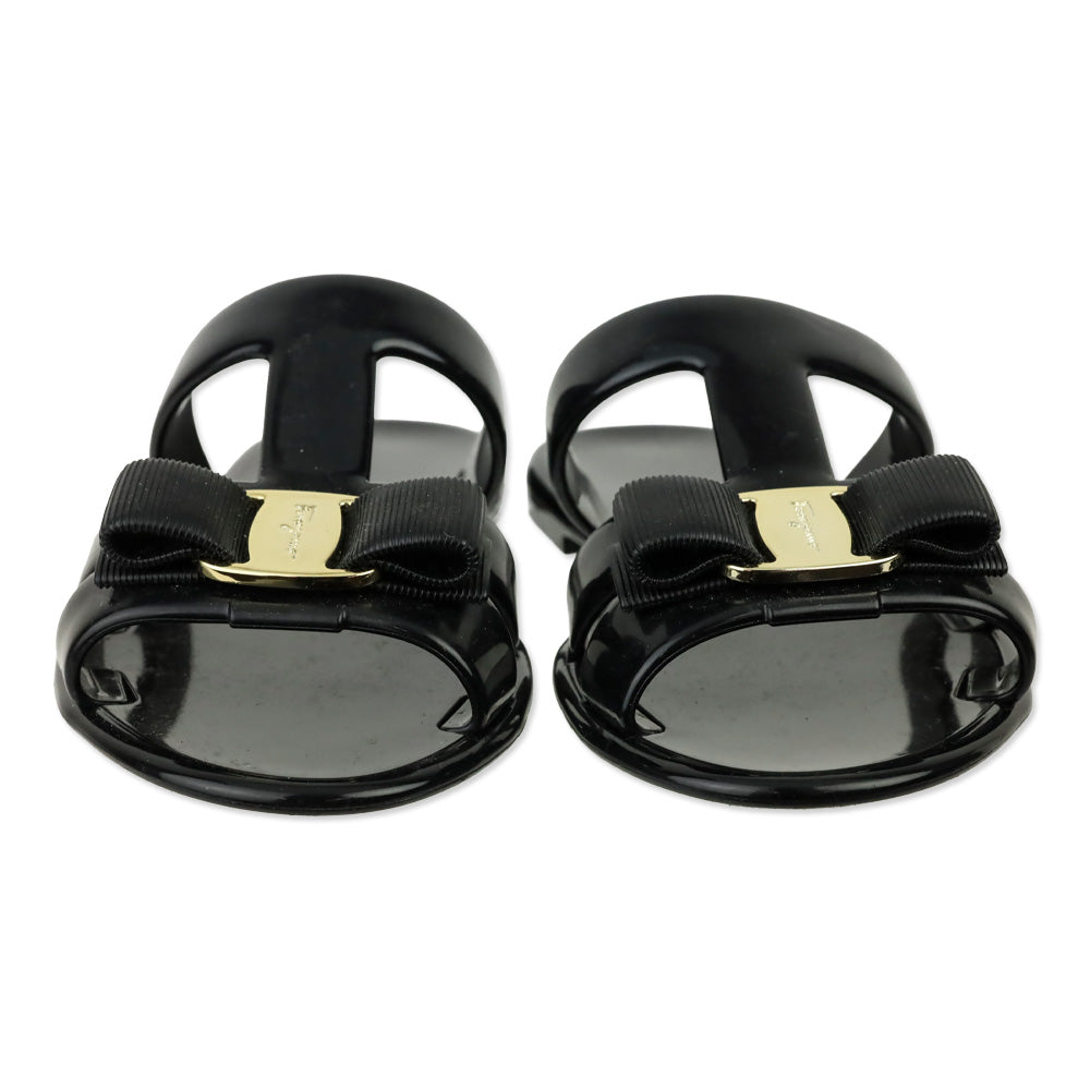 Salvatore Ferragamo Black Lylia J Jelly Sandal