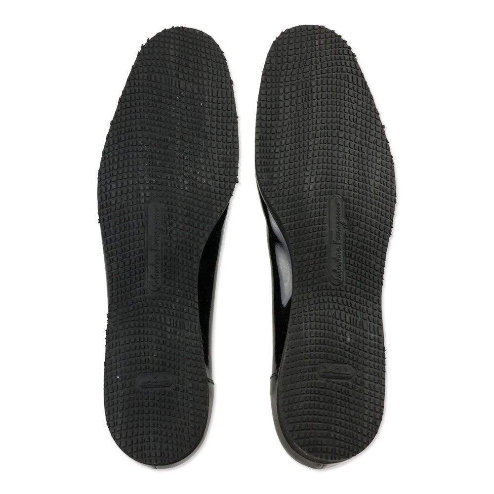 Salvatore Ferragamo Black Patent Leather Flats