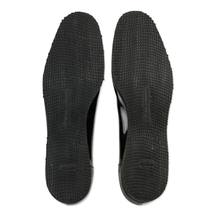 Salvatore Ferragamo Black Patent Leather Flats
